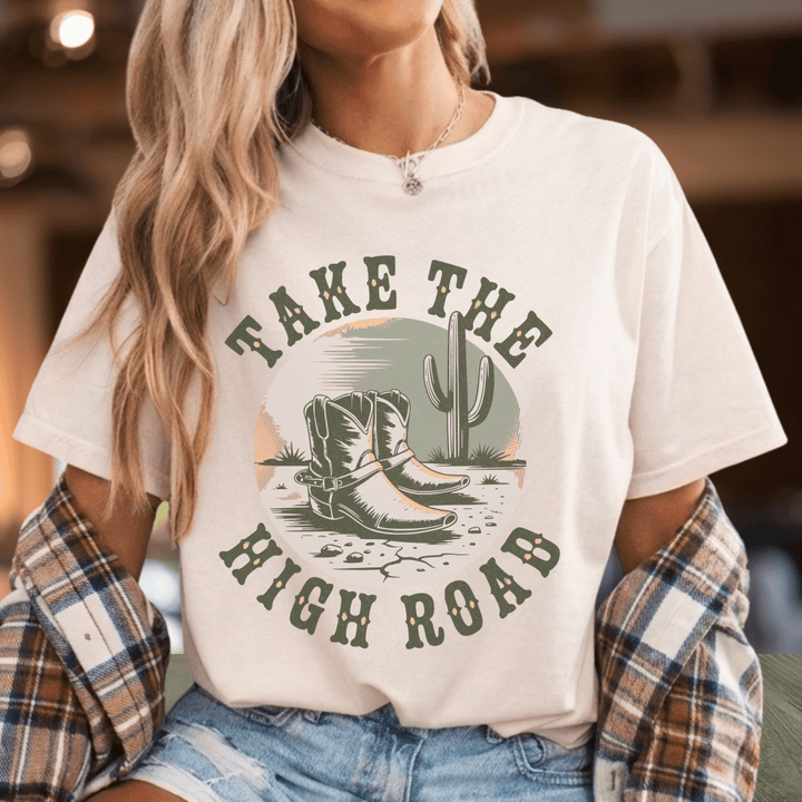 Take The High Road Country Concert Shirt - Sunlit Funlit | Graphic Tees for Country Concert Addicts