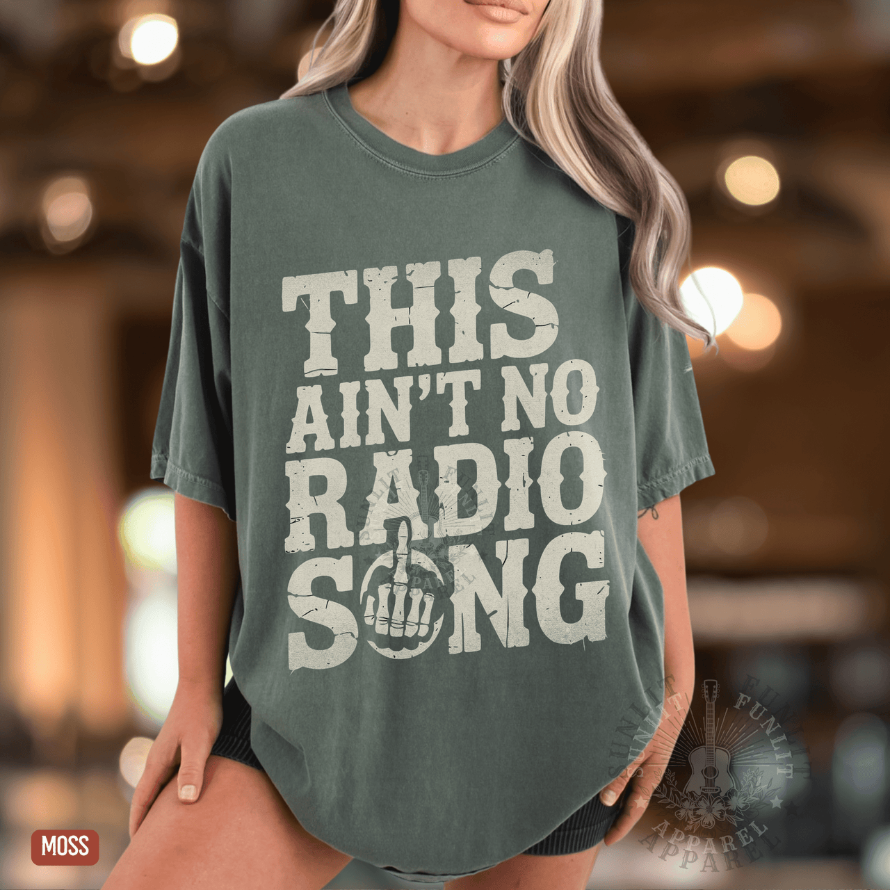 This Ain't No Radio Song Country Rock Tee - Sunlit Funlit | Graphic Tees for Country Concert Addicts