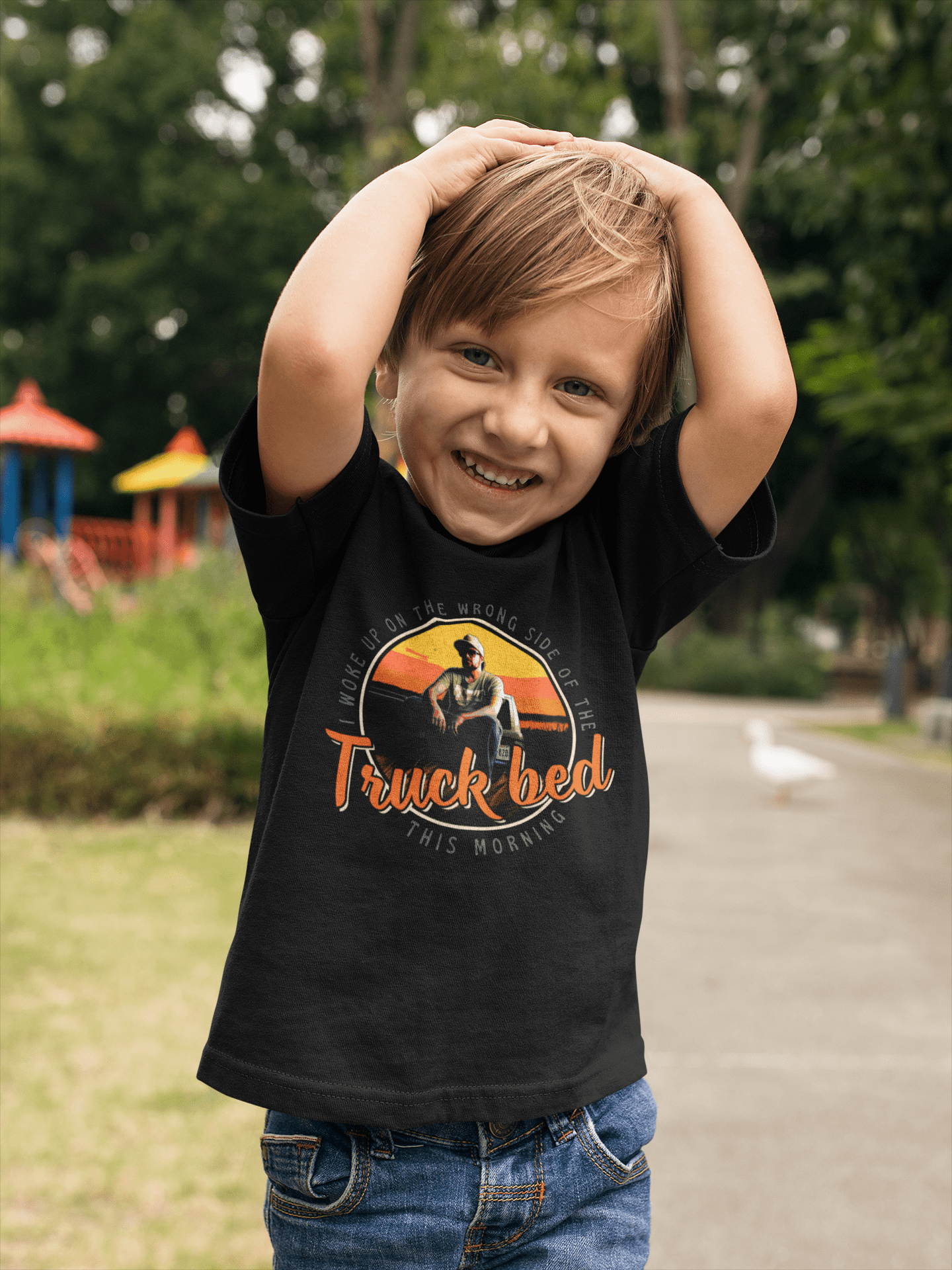 Toddler Truck Bed Country Fan Tee - Sunlit Funlit | Graphic Tees for Country Concert Addicts