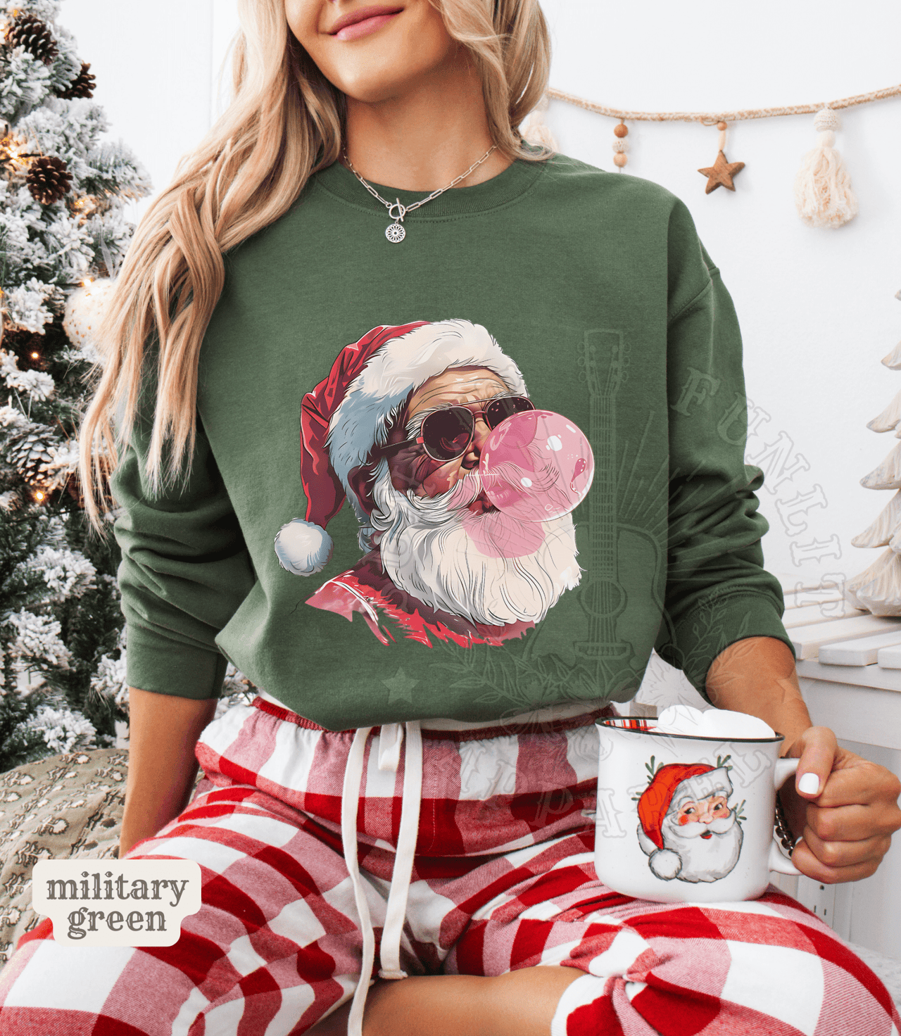 Vintage Santa Bubble Gum Funny Christmas Sweater - Sunlit Funlit | Graphic Tees for Country Concert Addicts