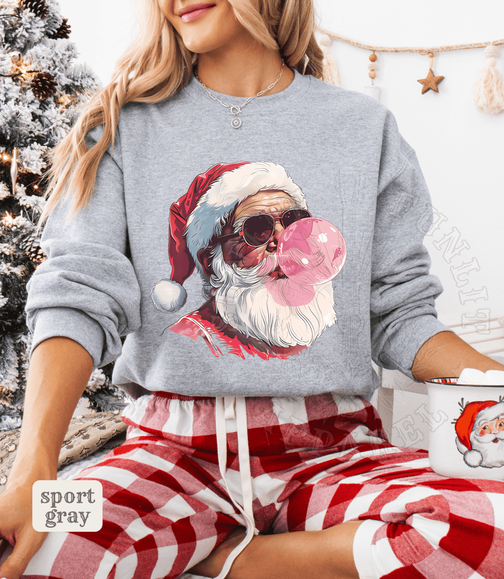 Vintage Santa Bubble Gum Funny Christmas Sweater - Sunlit Funlit | Graphic Tees for Country Concert Addicts