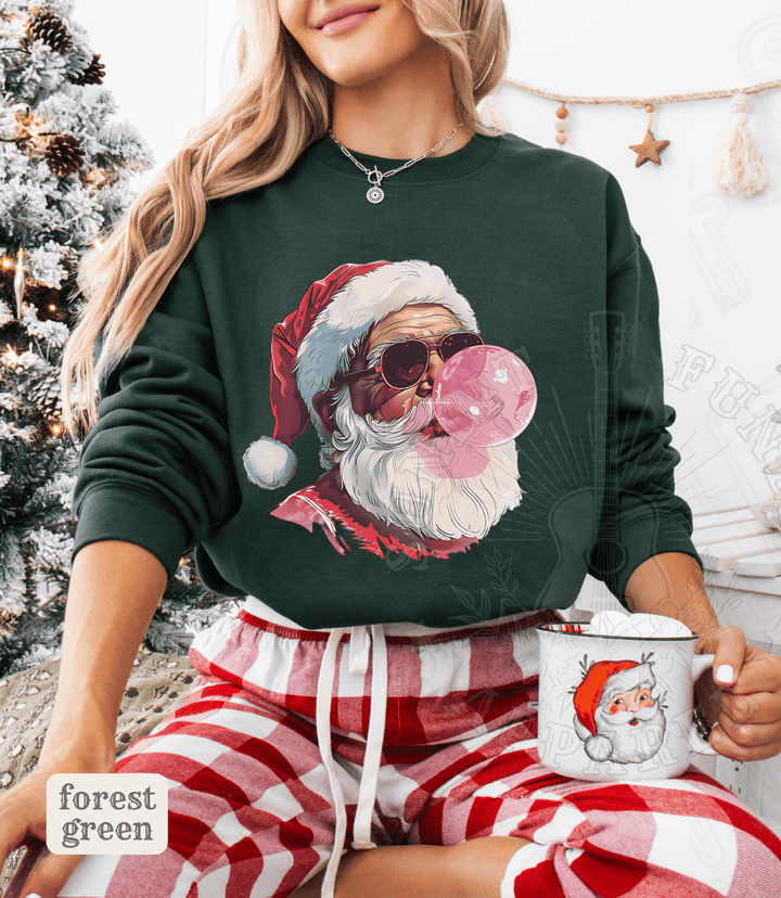 Vintage Santa Bubble Gum Funny Christmas Sweater - Sunlit Funlit | Graphic Tees for Country Concert Addicts