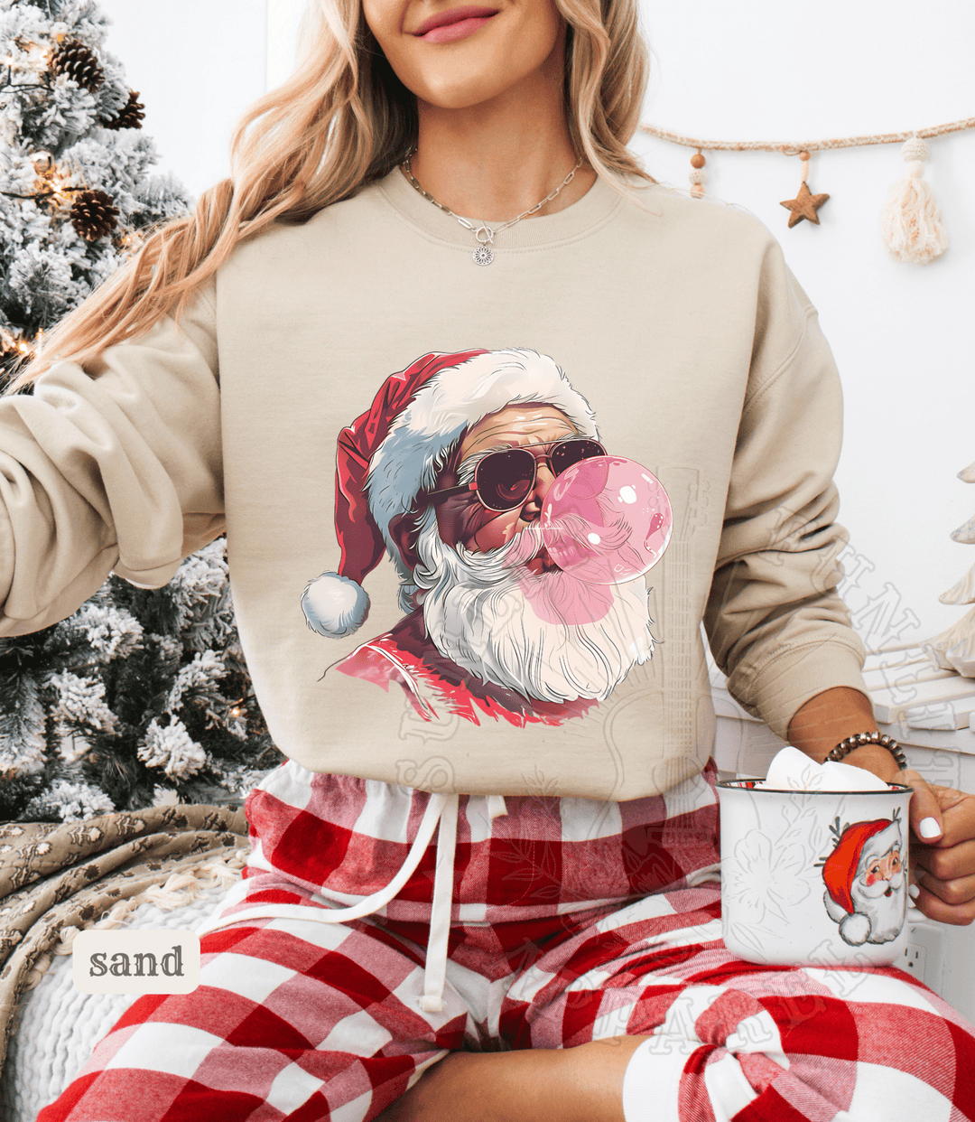Vintage Santa Bubble Gum Funny Christmas Sweater - Sunlit Funlit | Graphic Tees for Country Concert Addicts