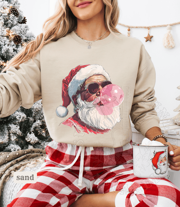 Vintage Santa Bubble Gum Funny Christmas Sweater - Sunlit Funlit | Graphic Tees for Country Concert Addicts