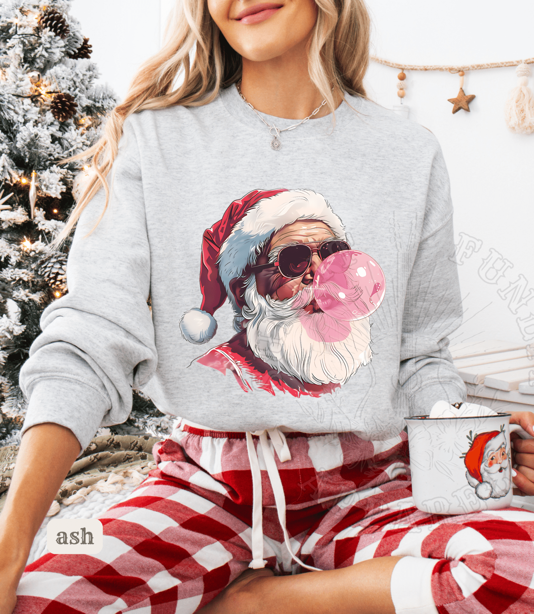 Vintage Santa Bubble Gum Funny Christmas Sweater - Sunlit Funlit | Graphic Tees for Country Concert Addicts