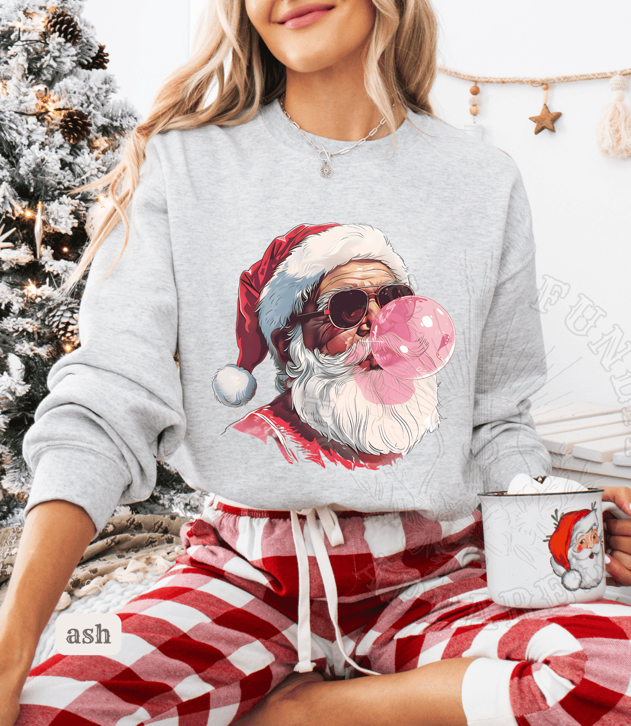 Vintage Santa Bubble Gum Funny Christmas Sweater - Sunlit Funlit | Graphic Tees for Country Concert Addicts