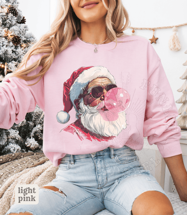Vintage Santa Bubble Gum Funny Christmas Sweater - Sunlit Funlit | Graphic Tees for Country Concert Addicts