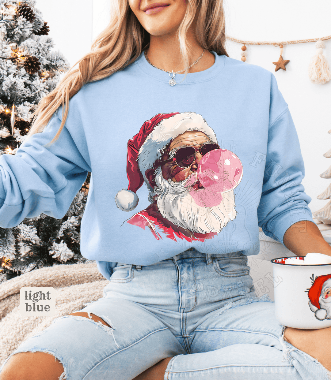 Vintage Santa Bubble Gum Funny Christmas Sweater - Sunlit Funlit | Graphic Tees for Country Concert Addicts