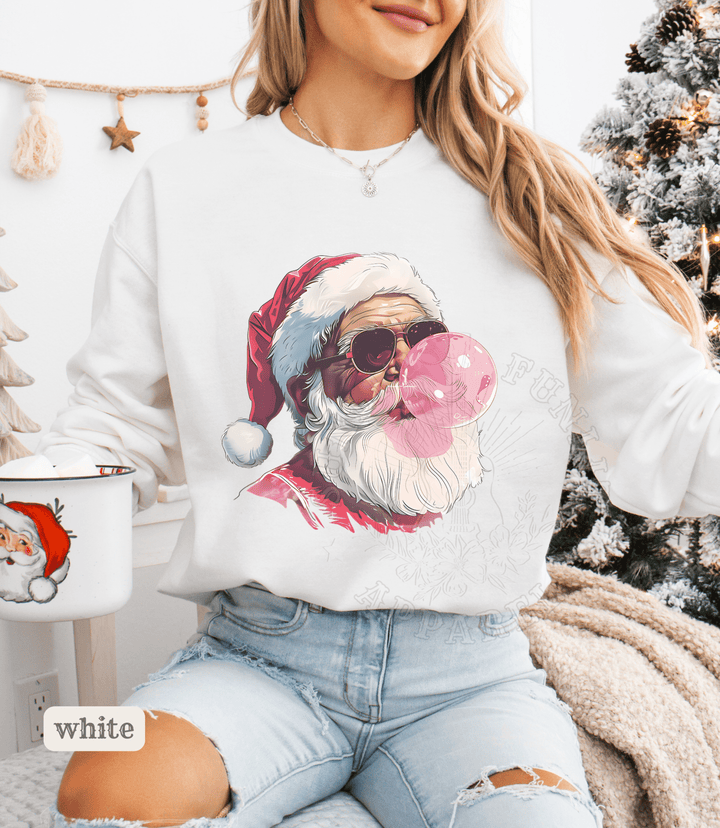 Vintage Santa Bubble Gum Funny Christmas Sweater - Sunlit Funlit | Graphic Tees for Country Concert Addicts