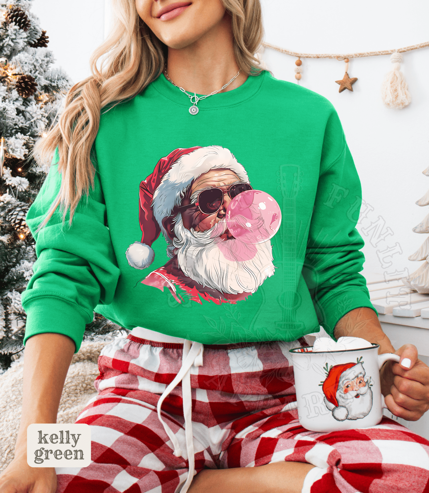 Vintage Santa Bubble Gum Funny Christmas Sweater - Sunlit Funlit | Graphic Tees for Country Concert Addicts