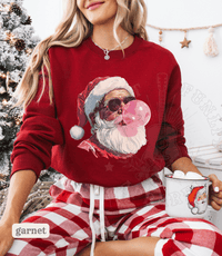 Thumbnail for Vintage Santa Bubble Gum Funny Christmas Sweater - Sunlit Funlit | Graphic Tees for Country Concert Addicts