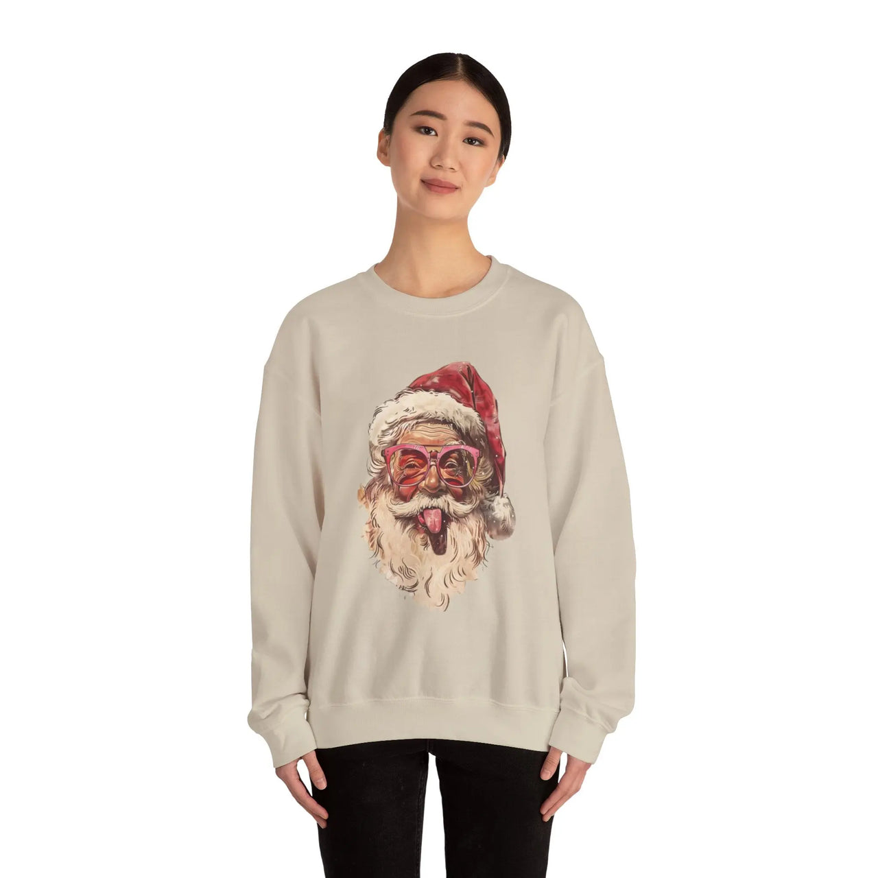 Vintage Santa Tongue Christmas Sweater - Sunlit Funlit Country Music Tees
