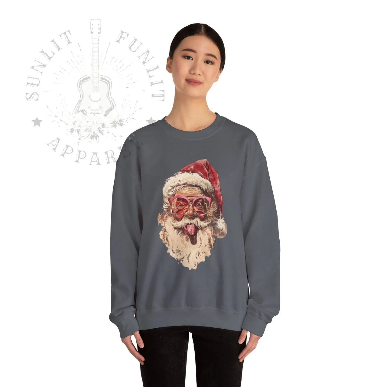 Vintage Santa Tongue Christmas Sweater - Sunlit Funlit Country Music Tees