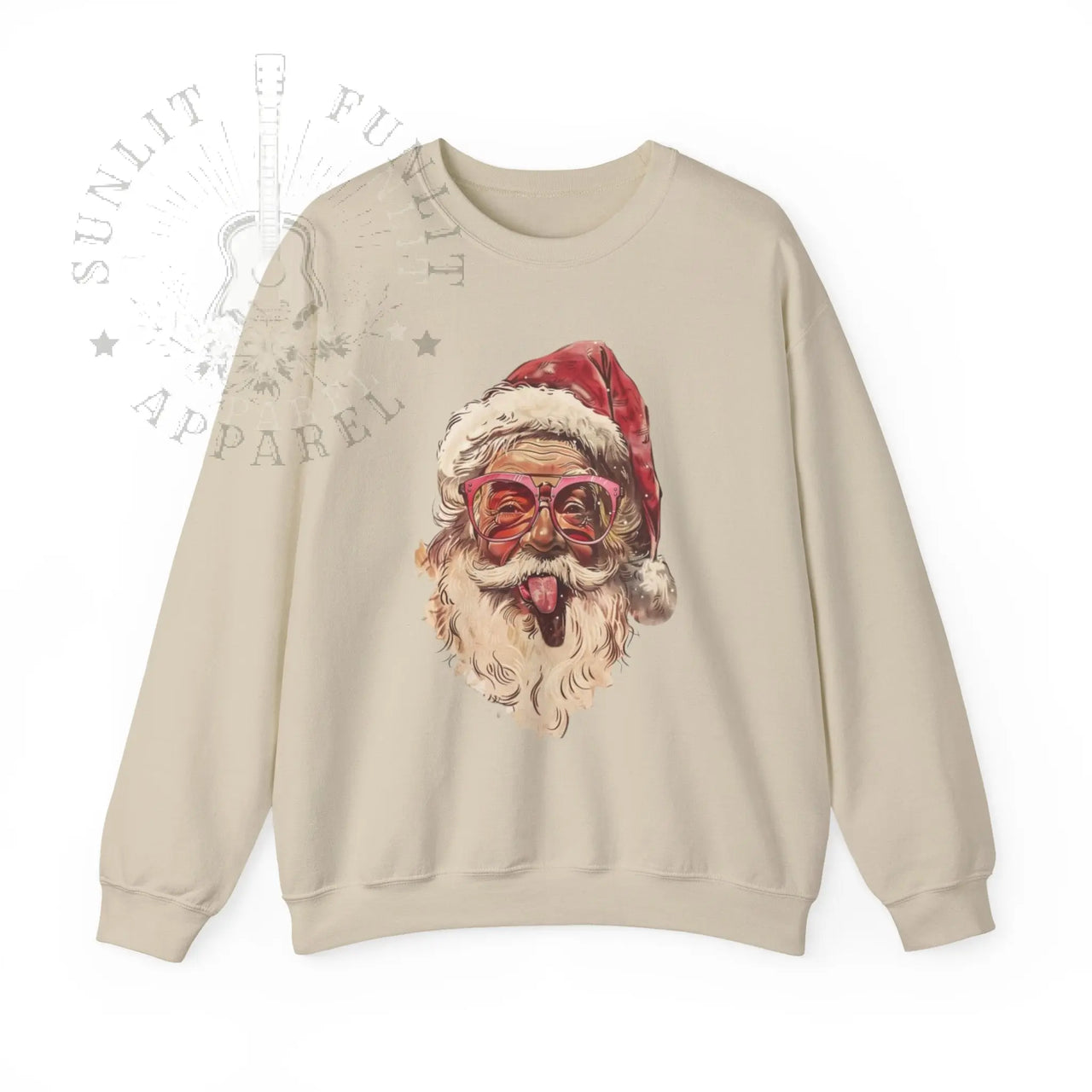 Vintage Santa Tongue Christmas Sweater - Sunlit Funlit Country Music Tees