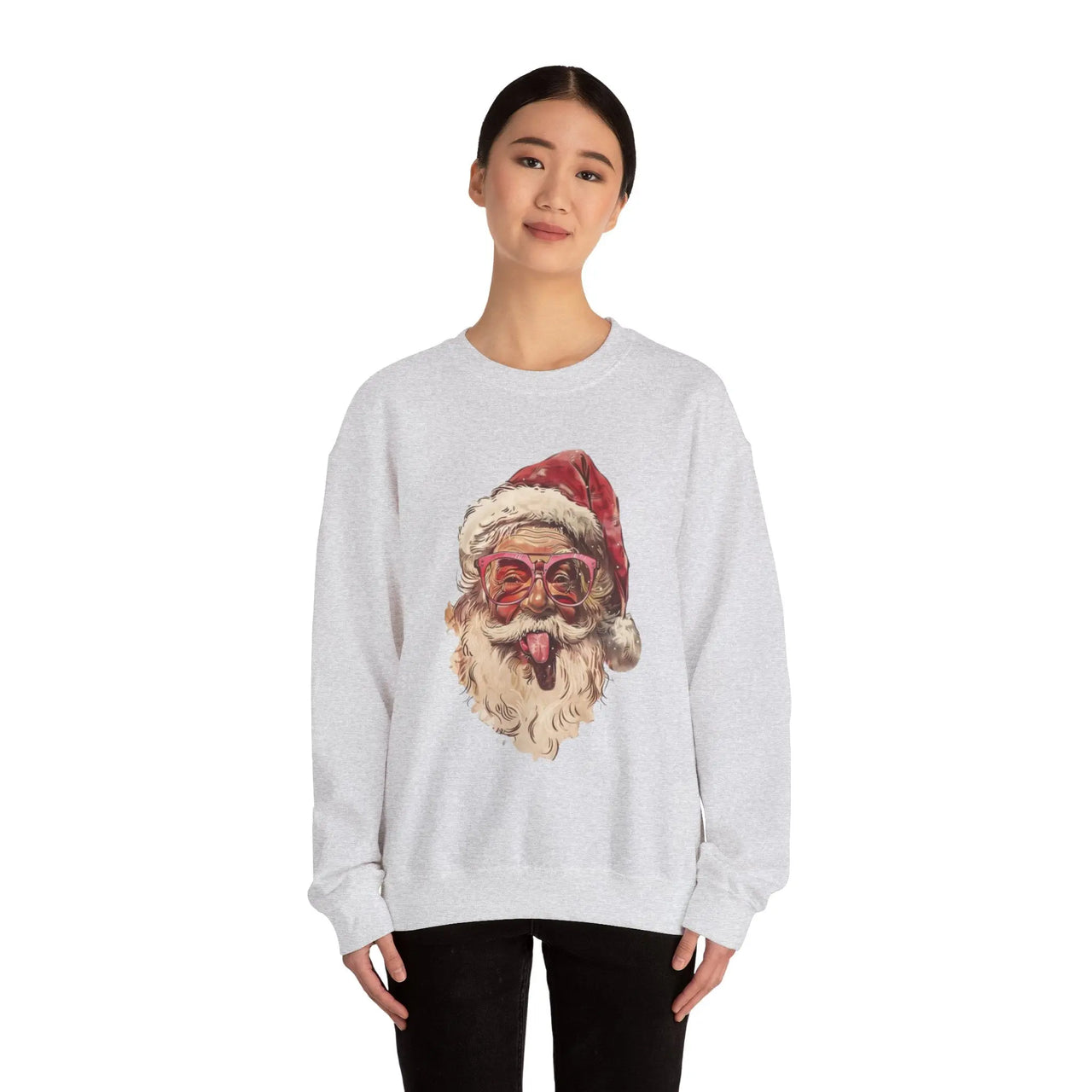 Vintage Santa Tongue Christmas Sweater - Sunlit Funlit Country Music Tees