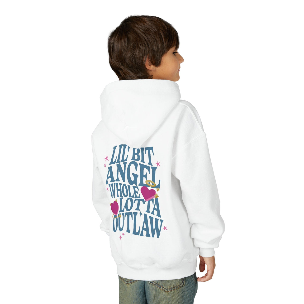 Wallen Angel Outlaw Double Sided Youth Hoodie - Sunlit Funlit Country Music Tees