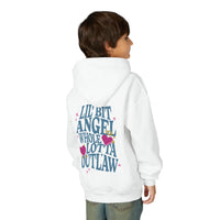Thumbnail for Wallen Angel Outlaw Double Sided Youth Hoodie - Sunlit Funlit Country Music Tees