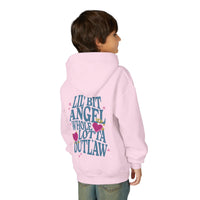 Thumbnail for Wallen Angel Outlaw Double Sided Youth Hoodie - Sunlit Funlit Country Music Tees