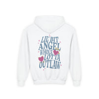 Thumbnail for Wallen Angel Outlaw Double Sided Youth Hoodie - Sunlit Funlit Country Music Tees