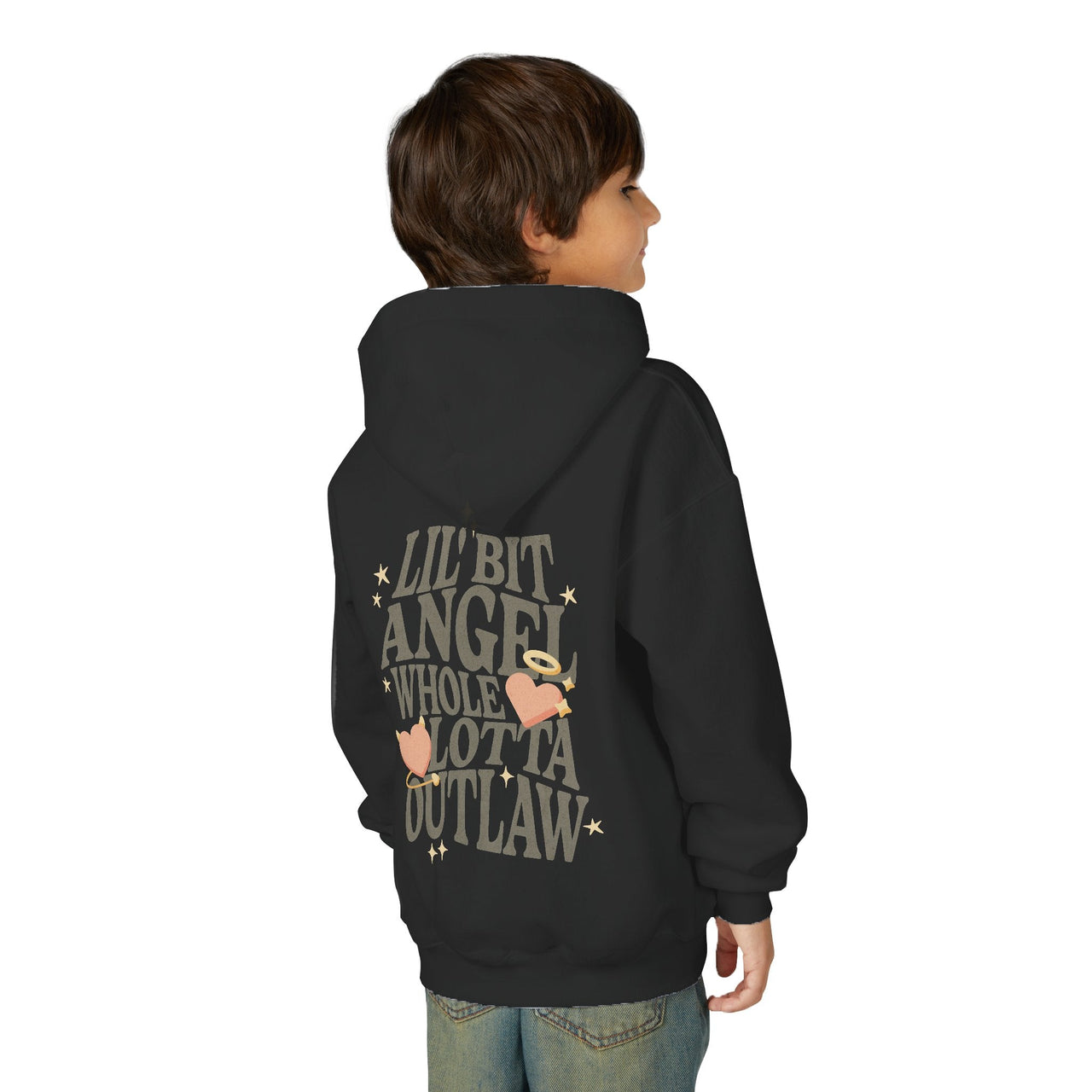 Wallen Angel Outlaw Double Sided Youth Hoodie - Sunlit Funlit Country Music Tees