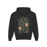 Thumbnail for Wallen Angel Outlaw Double Sided Youth Hoodie - Sunlit Funlit Country Music Tees