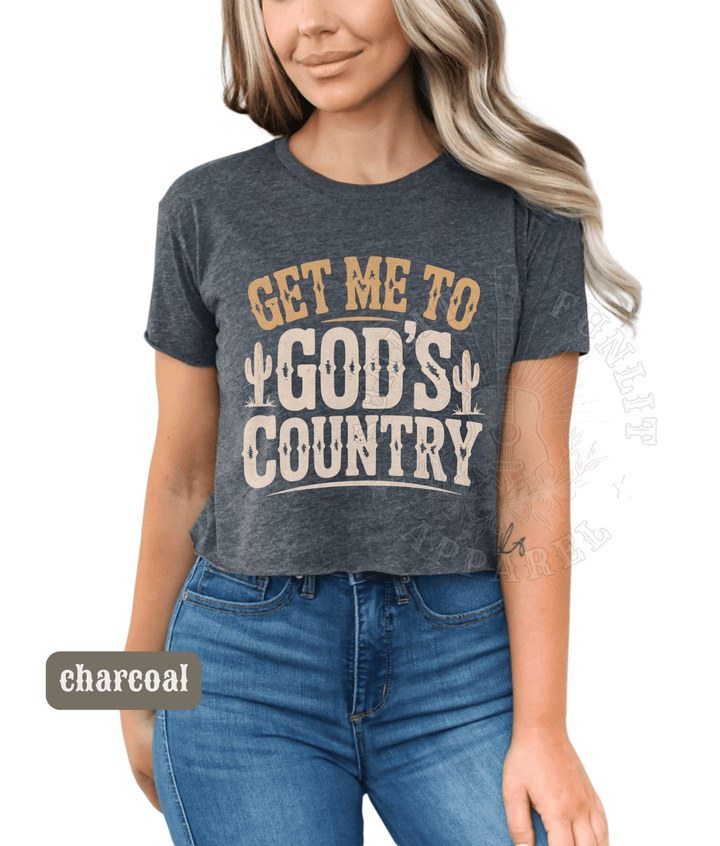 Wallen Get me To God's Country Festival Crop Top - Sunlit Funlit | Graphic Tees for Country Concert Addicts