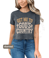 Thumbnail for Wallen Get me To God's Country Festival Crop Top - Sunlit Funlit | Graphic Tees for Country Concert Addicts