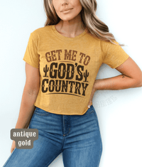 Thumbnail for Wallen Get me To God's Country Festival Crop Top - Sunlit Funlit | Graphic Tees for Country Concert Addicts