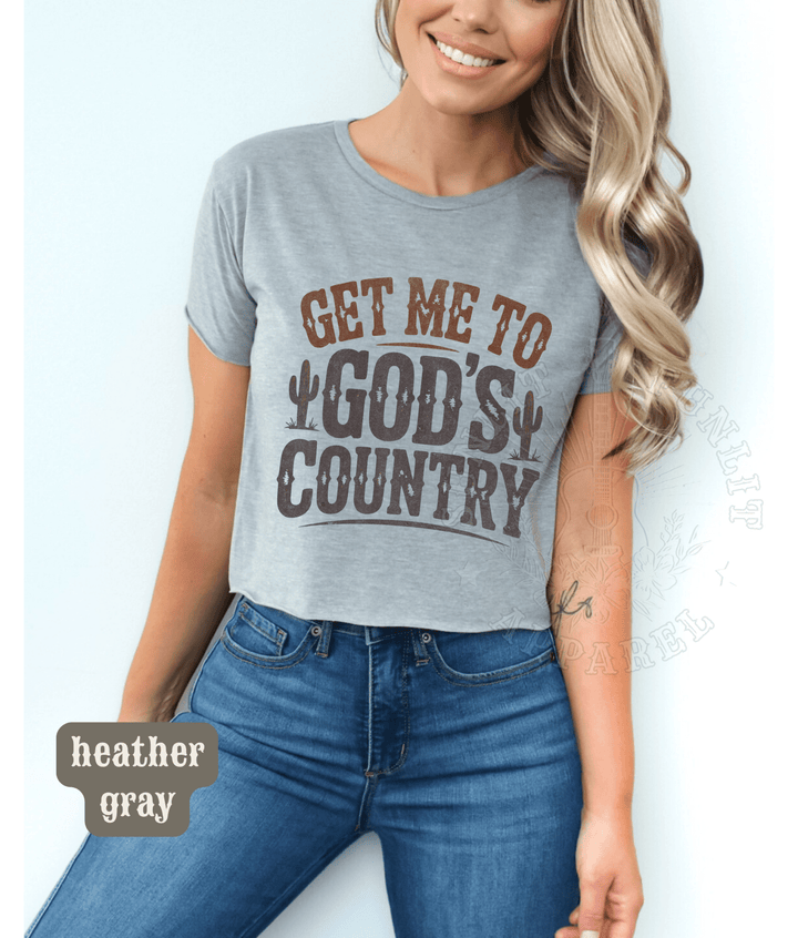 Wallen Get me To God's Country Festival Crop Top - Sunlit Funlit | Graphic Tees for Country Concert Addicts
