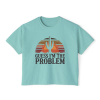 Thumbnail for Wallen Guess I'm The Problem Comfort Colors Boxy Cropped Tee - Sunlit Funlit Country Music Tees