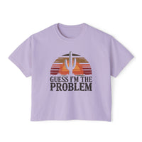 Thumbnail for Wallen Guess I'm The Problem Comfort Colors Boxy Cropped Tee - Sunlit Funlit Country Music Tees
