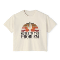 Thumbnail for Wallen Guess I'm The Problem Comfort Colors Boxy Cropped Tee - Sunlit Funlit Country Music Tees
