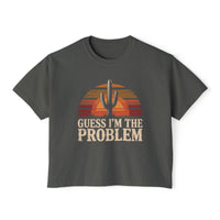 Thumbnail for Wallen Guess I'm The Problem Comfort Colors Boxy Cropped Tee - Sunlit Funlit Country Music Tees