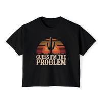 Thumbnail for Wallen Guess I'm The Problem Comfort Colors Boxy Cropped Tee - Sunlit Funlit Country Music Tees
