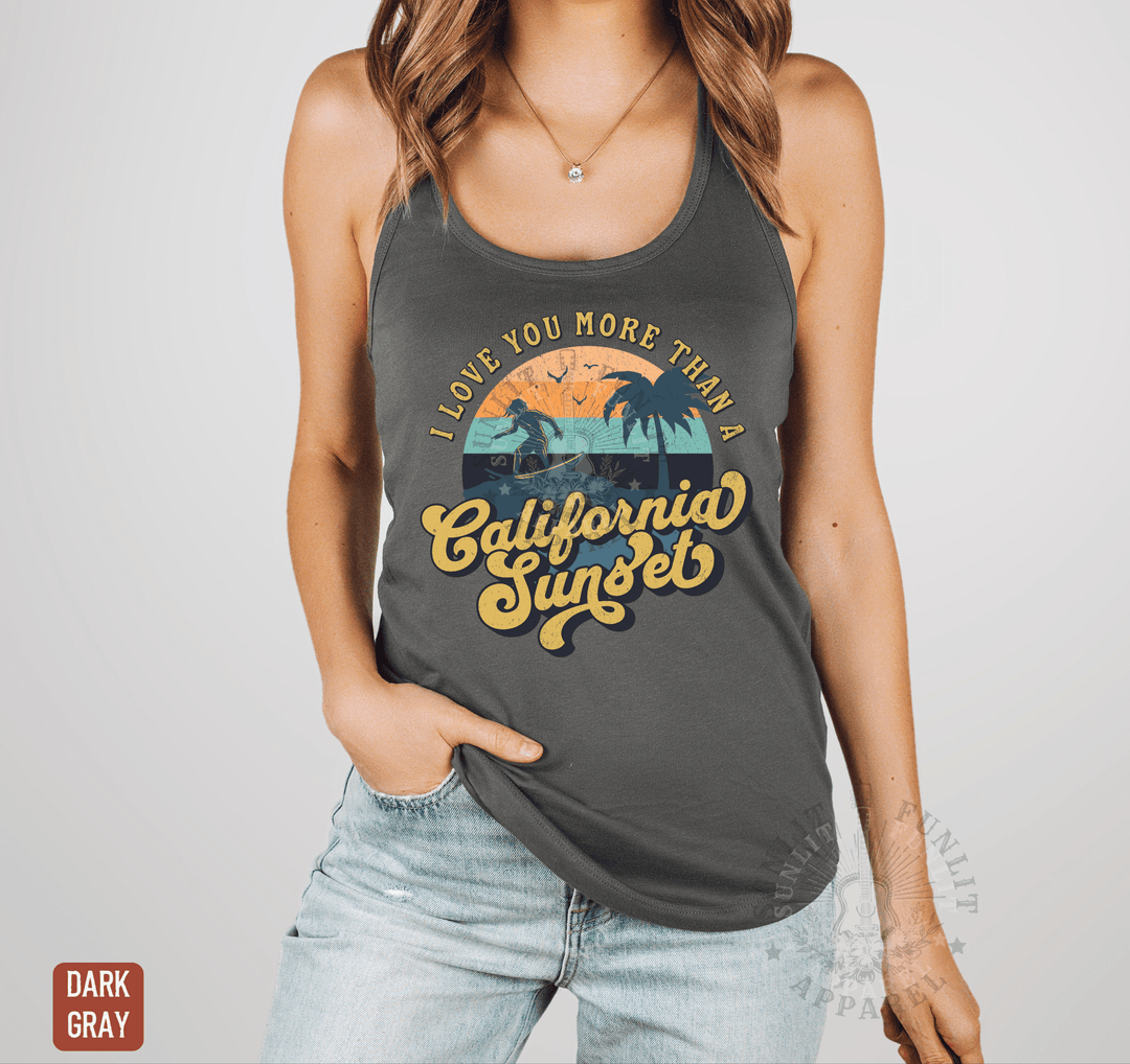 Wallen - Inspired Retro California Sunset Racerback Tank - Sunlit Funlit | Graphic Tees for Country Concert Addicts