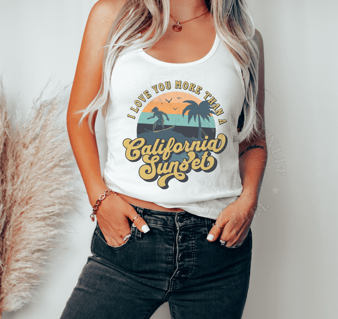 Wallen - Inspired Retro California Sunset Racerback Tank - Sunlit Funlit | Graphic Tees for Country Concert Addicts