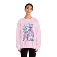 Thumbnail for Wallen Lil Bit Angel Whole Lotta Outlaw Sweatshirt - Adult - Sunlit Funlit Country Music Tees
