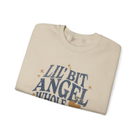 Thumbnail for Wallen Lil Bit Angel Whole Lotta Outlaw Sweatshirt - Adult - Sunlit Funlit Country Music Tees
