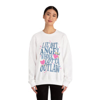 Thumbnail for Wallen Lil Bit Angel Whole Lotta Outlaw Sweatshirt - Adult - Sunlit Funlit Country Music Tees