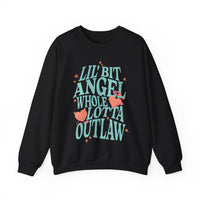 Thumbnail for Wallen Lil Bit Angel Whole Lotta Outlaw Sweatshirt - Adult - Sunlit Funlit Country Music Tees