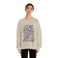 Thumbnail for Wallen Lil Bit Angel Whole Lotta Outlaw Sweatshirt - Adult - Sunlit Funlit Country Music Tees