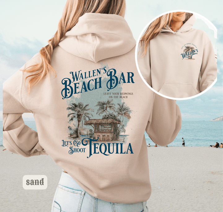 Wallen's Beach Bar Retro Beach Hoodie - Sunlit Funlit | Graphic Tees for Country Concert Addicts