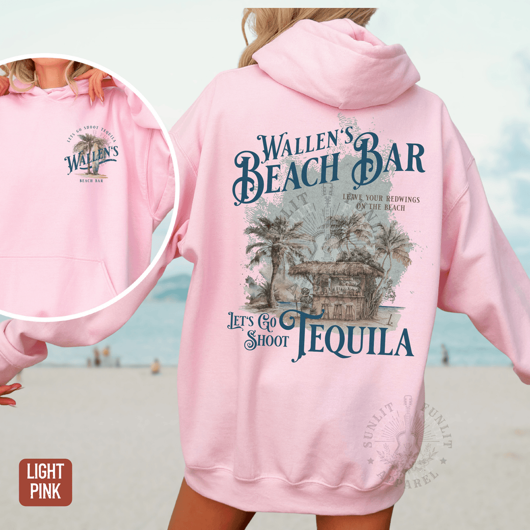 Wallen's Beach Bar Retro Beach Hoodie - Sunlit Funlit | Graphic Tees for Country Concert Addicts
