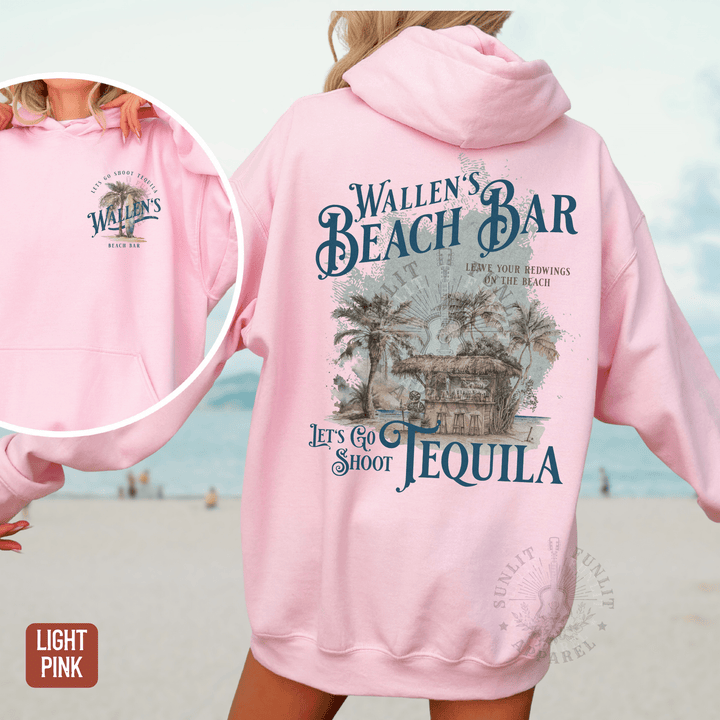 Wallen's Beach Bar Retro Beach Hoodie - Sunlit Funlit | Graphic Tees for Country Concert Addicts