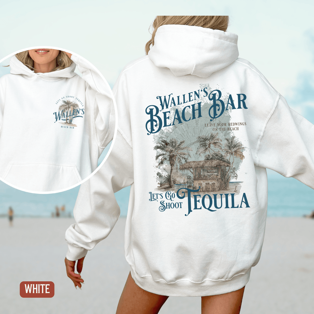 Wallen's Beach Bar Retro Beach Hoodie - Sunlit Funlit | Graphic Tees for Country Concert Addicts