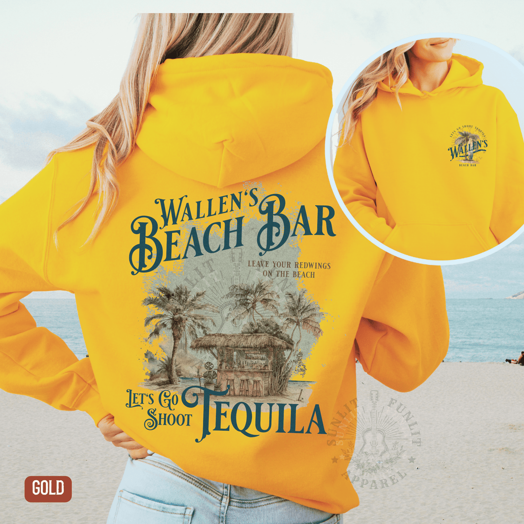 Wallen's Beach Bar Retro Beach Hoodie - Sunlit Funlit | Graphic Tees for Country Concert Addicts