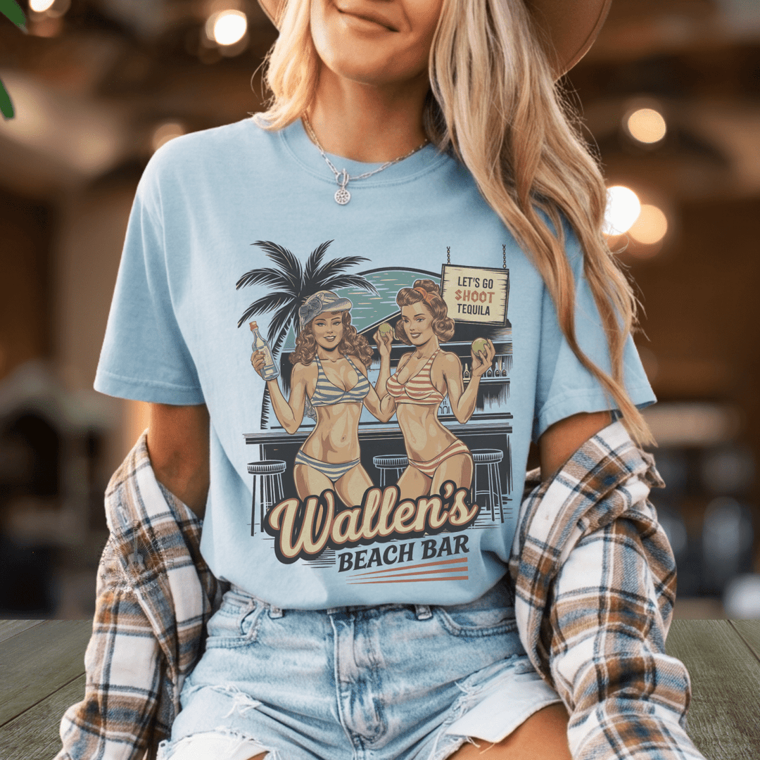 Wallen's Beach Bar Vintage Graphic Tee - Sunlit Funlit | Graphic Tees for Country Concert Addicts