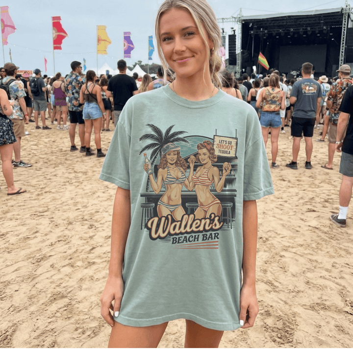 Wallen's Beach Bar Vintage Graphic Tee - Sunlit Funlit Country Concert Tees