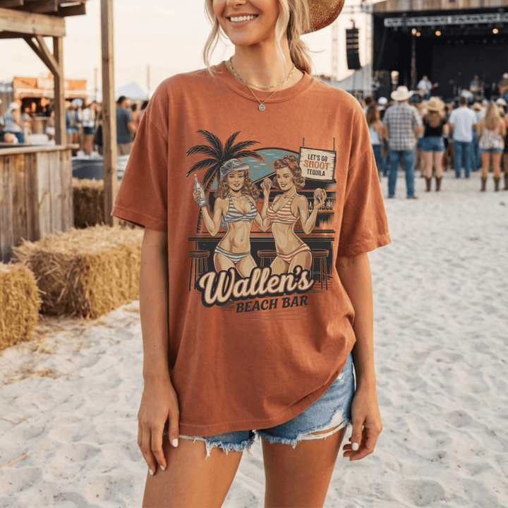Wallen's Beach Bar Vintage Graphic Tee - Sunlit Funlit Country Concert Tees