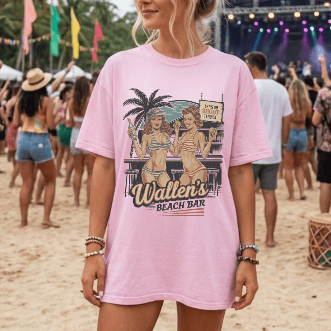 Wallen's Beach Bar Vintage Graphic Tee - Sunlit Funlit Country Concert Tees